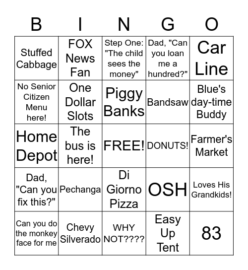 Pop Pop's Birthday Bingo! Bingo Card