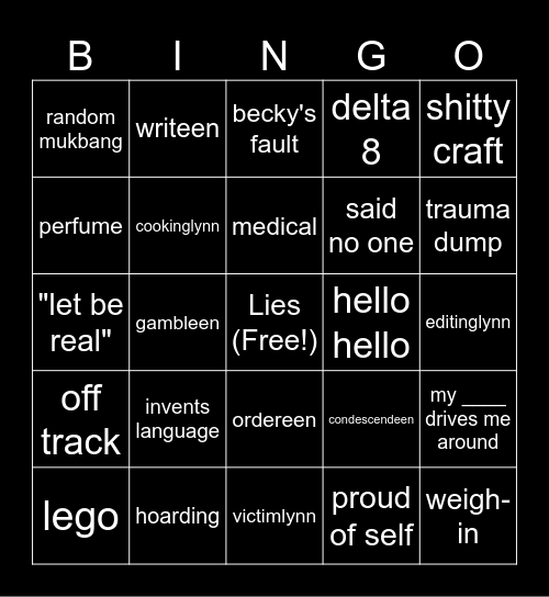 Bingolynn Bingo Card