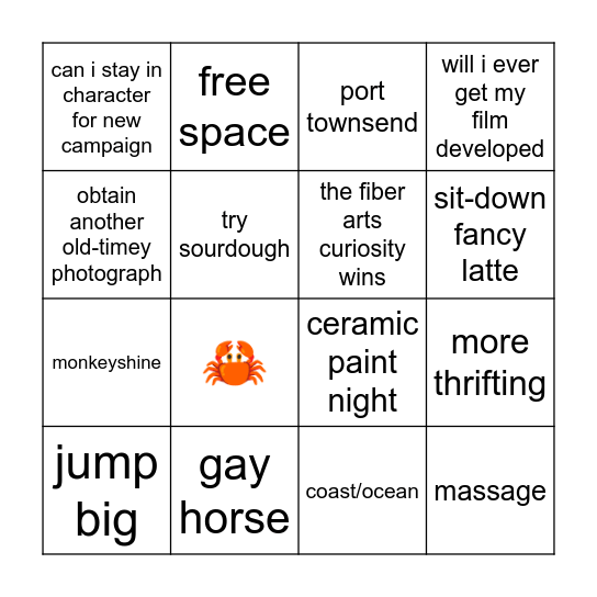 emily’s definitely not manic predictions Bingo Card