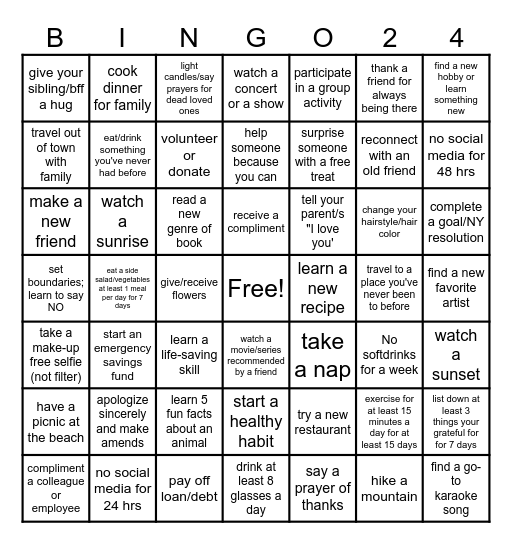 2024 Living La Vida Loca Bingo Challenge Bingo Card