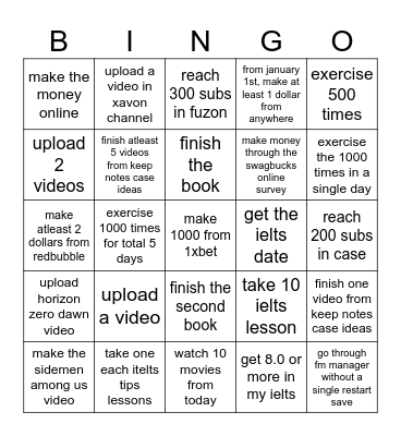 CUSTOM CARD Bingo Card