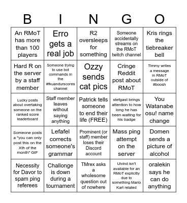 RMoT 2024 Bingo Card