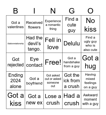 Love life 2024 Bingo Card