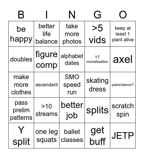 2024 Goals <3 Bingo Card