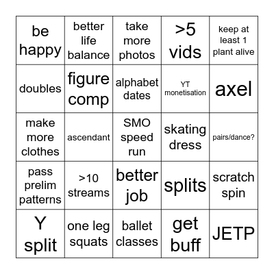 2024 Goals <3 Bingo Card