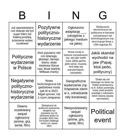 2024 Bingo! Bingo Card