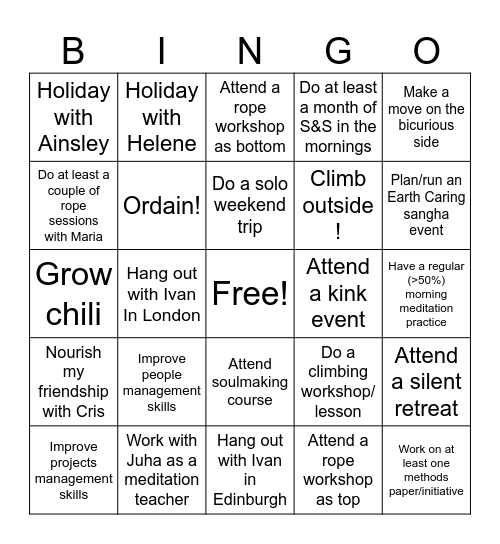 2024 Aspirations Bingo Card