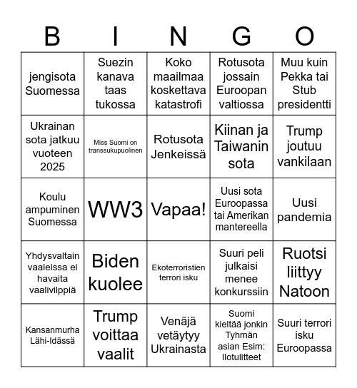 Stavka 2024 bingo Card