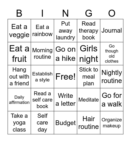 2024 Personal Goals Bingo Card