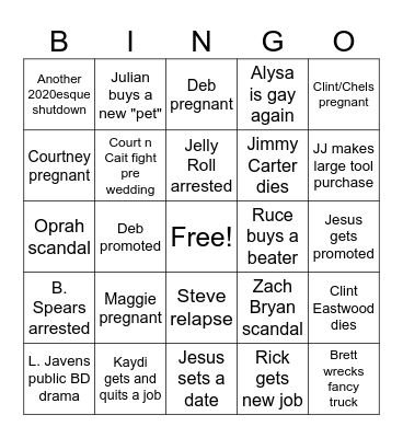 Maggie 2024 Bingo Card