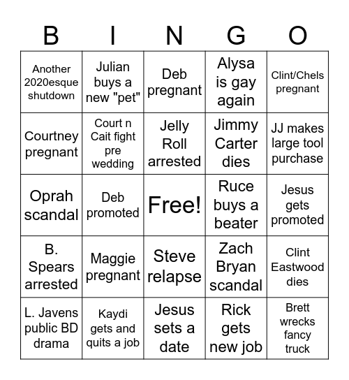 Maggie 2024 Bingo Card