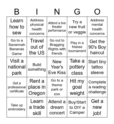 2024 Personal Bingo Card