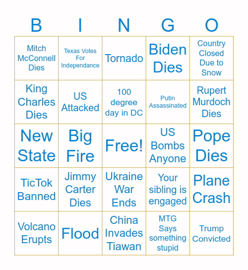 2024  Bingo Card Bingo Card