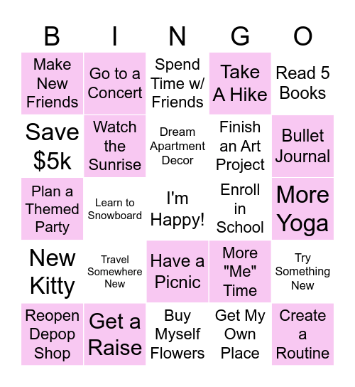 Catt's Year 2024 Bingo Card