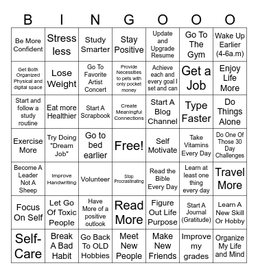 D.A 2024 Resolution Bingo Card