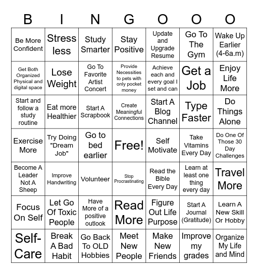 D.A 2024 Resolution Bingo Card