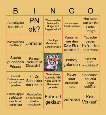 Stuff 'n' Love Süd Bingo Card