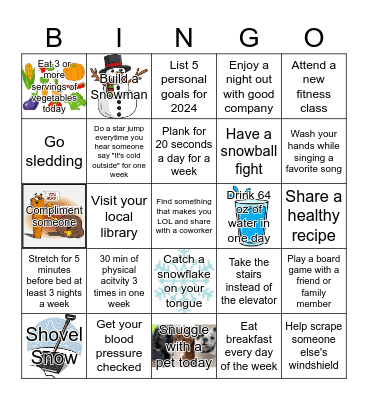 JANUARY Staff BWELL Bingo Board Bingo Card