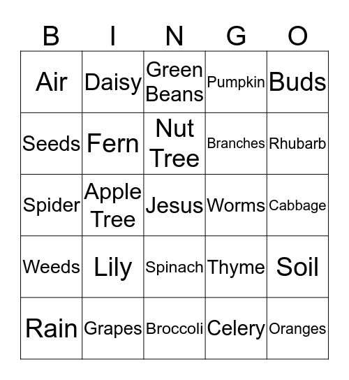 Garden of Weed'n Bingo Card
