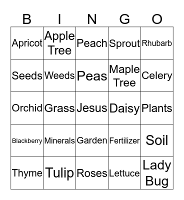 Garden of Weed'n Bingo Card