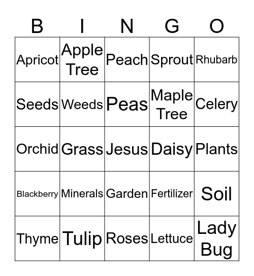 Garden of Weed'n Bingo Card