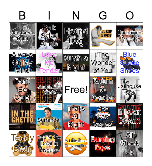 Elvis Songs Bingo Card