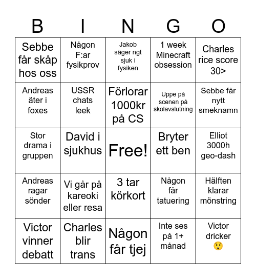 USSR 2024 Bingo Card