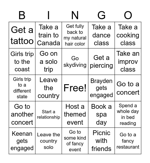 Taylor’s 2024 Bingo Card Bingo Card