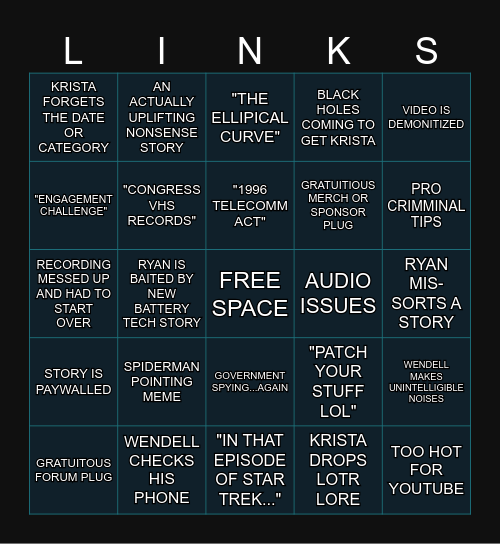 Links w/Friends Bingo! Bingo Card