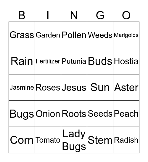 Garden of Weed'n Bingo Card