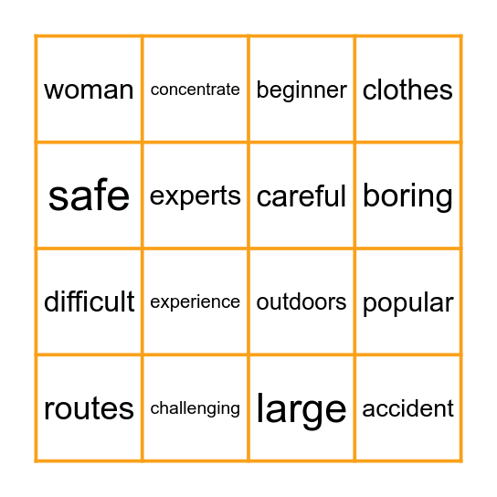 Look 6 U7 L1 Ex1 Bingo Card