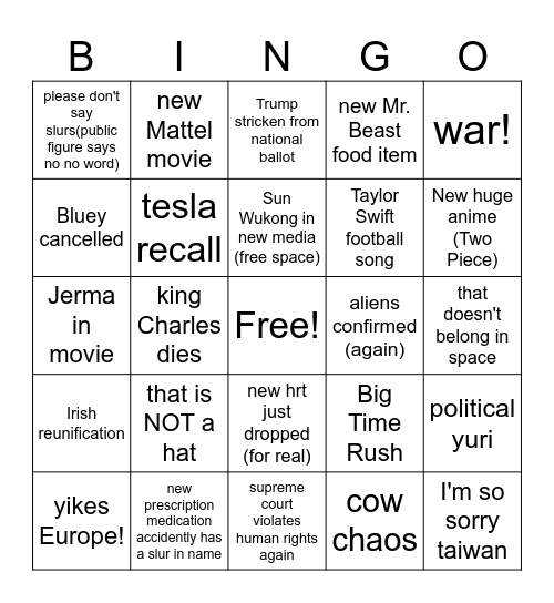 Morgana's 2024 Bingo Card Bingo Card