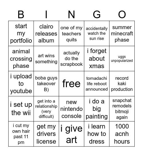 new years bingo Card