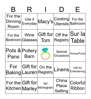 Lauren's Shower Bingo Card