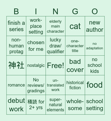 2024 Bingo - Manga Edition Bingo Card