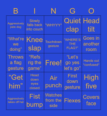 Boyz Bingo Card