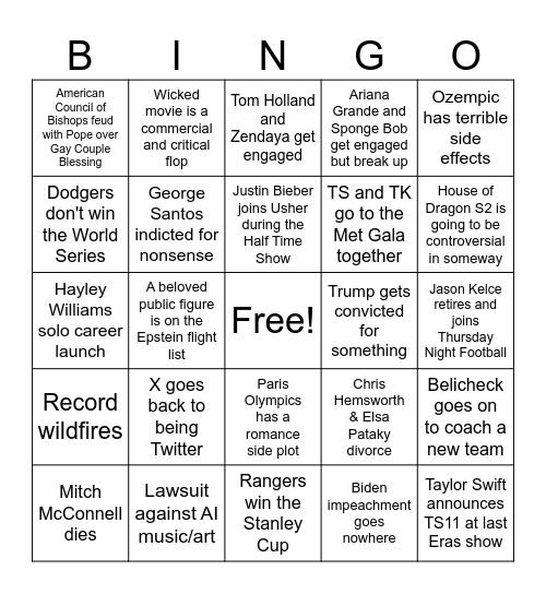 2024 Bingo Card