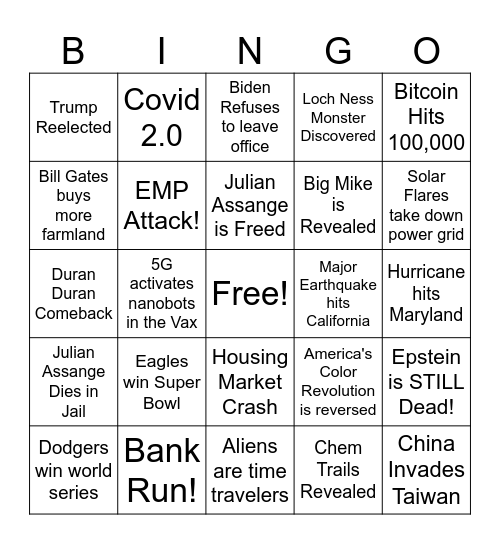 Conspiracy Bingo Card