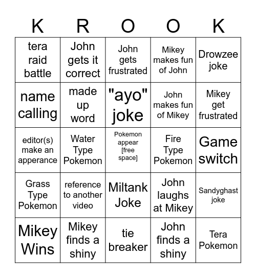 JMC Krook Bingo Card