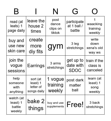 Luci's January Bingo Card
