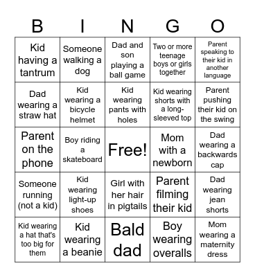 People at the Park Bingo Card