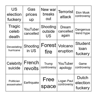 Disaster Bingo 2024 Bingo Card