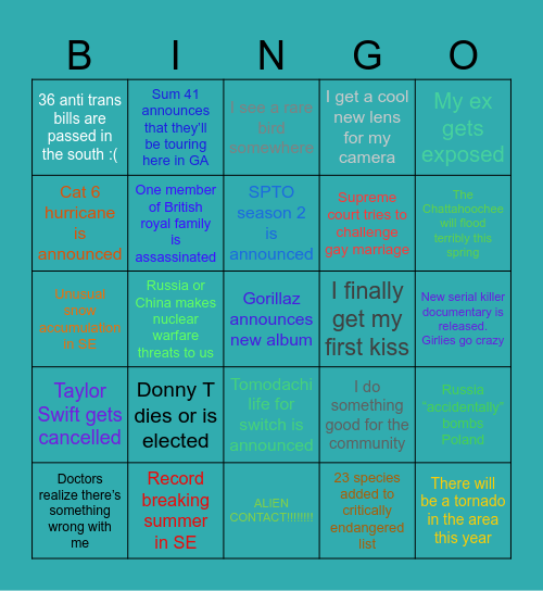 2024 predictions Bingo Card