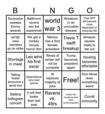 2024 Bingo Card Bingo Card