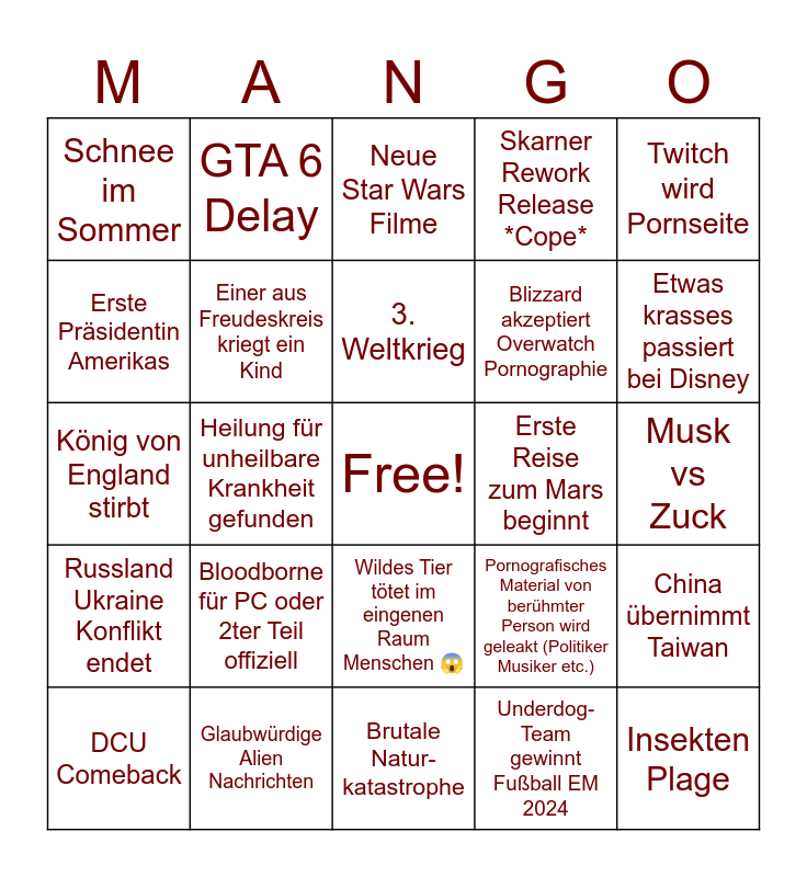 2024 Bingo Card   2024 