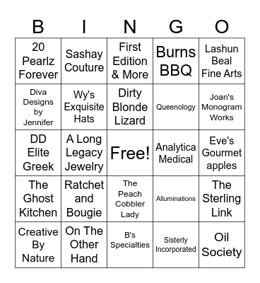 Vendor Fair AKOmega Bingo Card