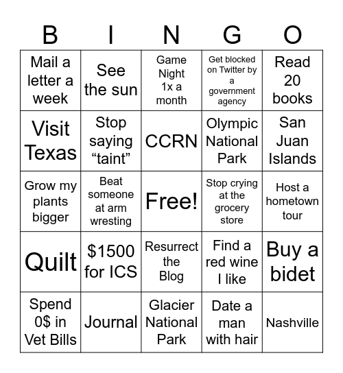 Abby’s 2024 Bingo Card