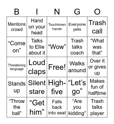 Football Bingo Card