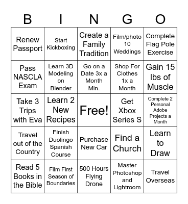 Manifest Bingo Card