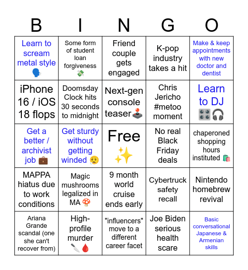 2024 Bingo Card